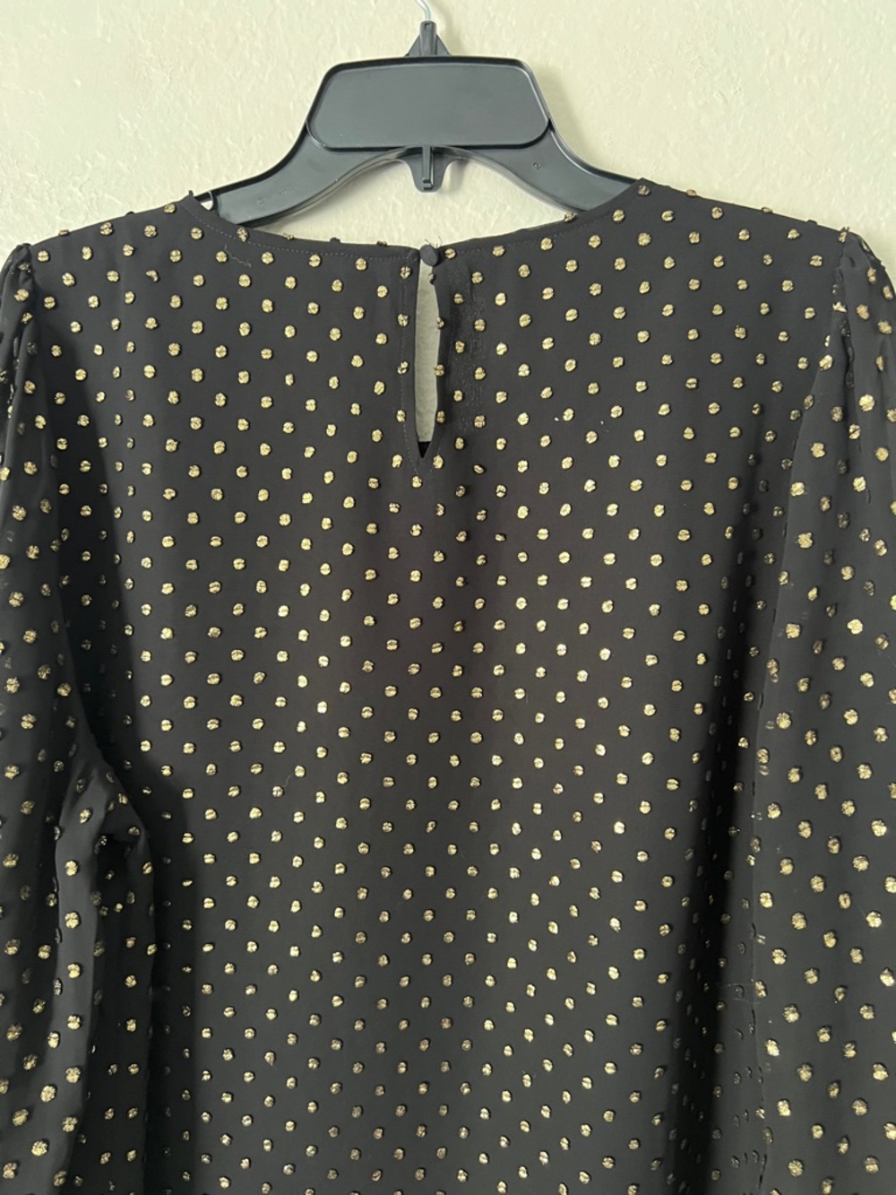 NWOT J.Crew Gold Shimmer Clip-Dot Top Black Long Sleeve in Size L - Picture 9 of 14